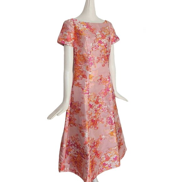 ST. JOHN PINK WASHED BOUQUET JACQUARD DRESS (6) - Picture 2 of 10